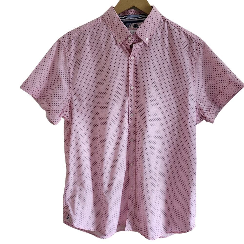 Denim & Flower by Ricky Singh Pink Checked Short Sleeve Button Down Size Medium